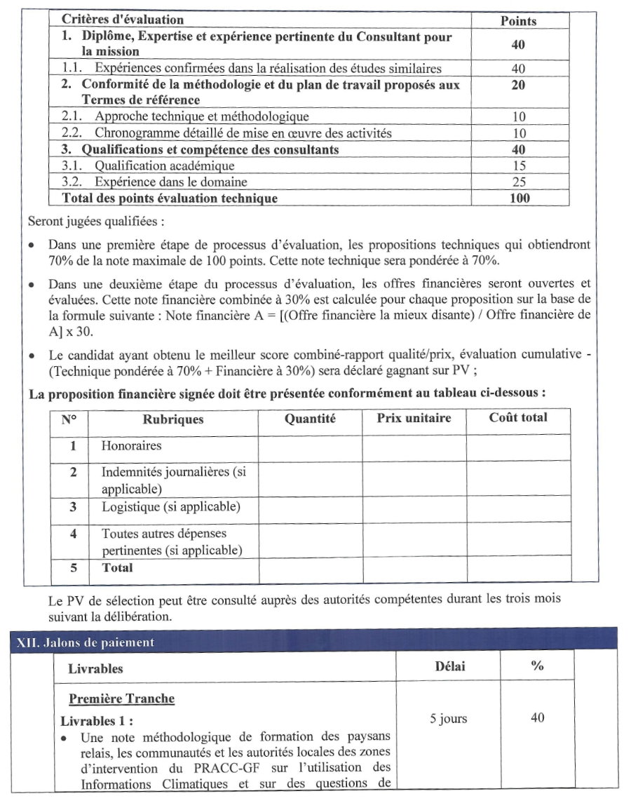 Termes de références pour le Recrutement d'un Consultant National pour la formation des paysans relais, les communautés et les autorités locales des zones d'intervention du PRACC-GF | Page 6